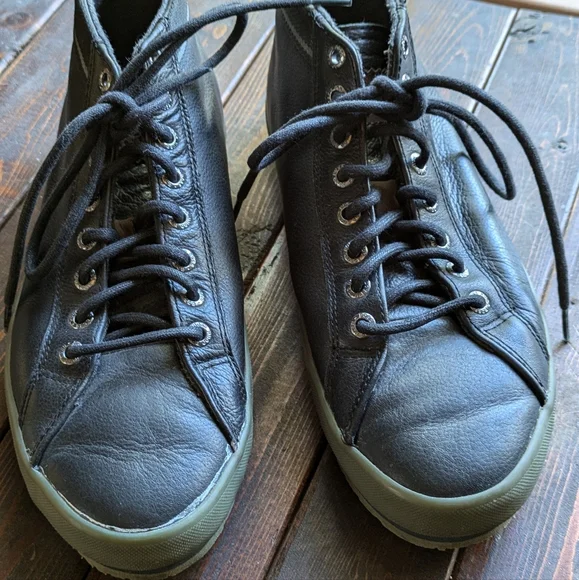 Hugo Boss Mens Black Leather High Tops Size 41 - Picture 7 of 15